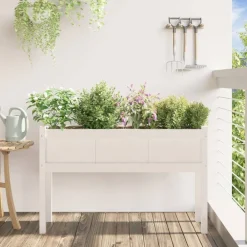 Maison Exclusive - Jardinières avec pieds blanc 110x31x70 cm bois de pin massif Sale
