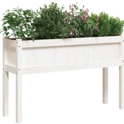 Maison Exclusive - Jardinières avec pieds blanc 110x31x70 cm bois de pin massif Sale