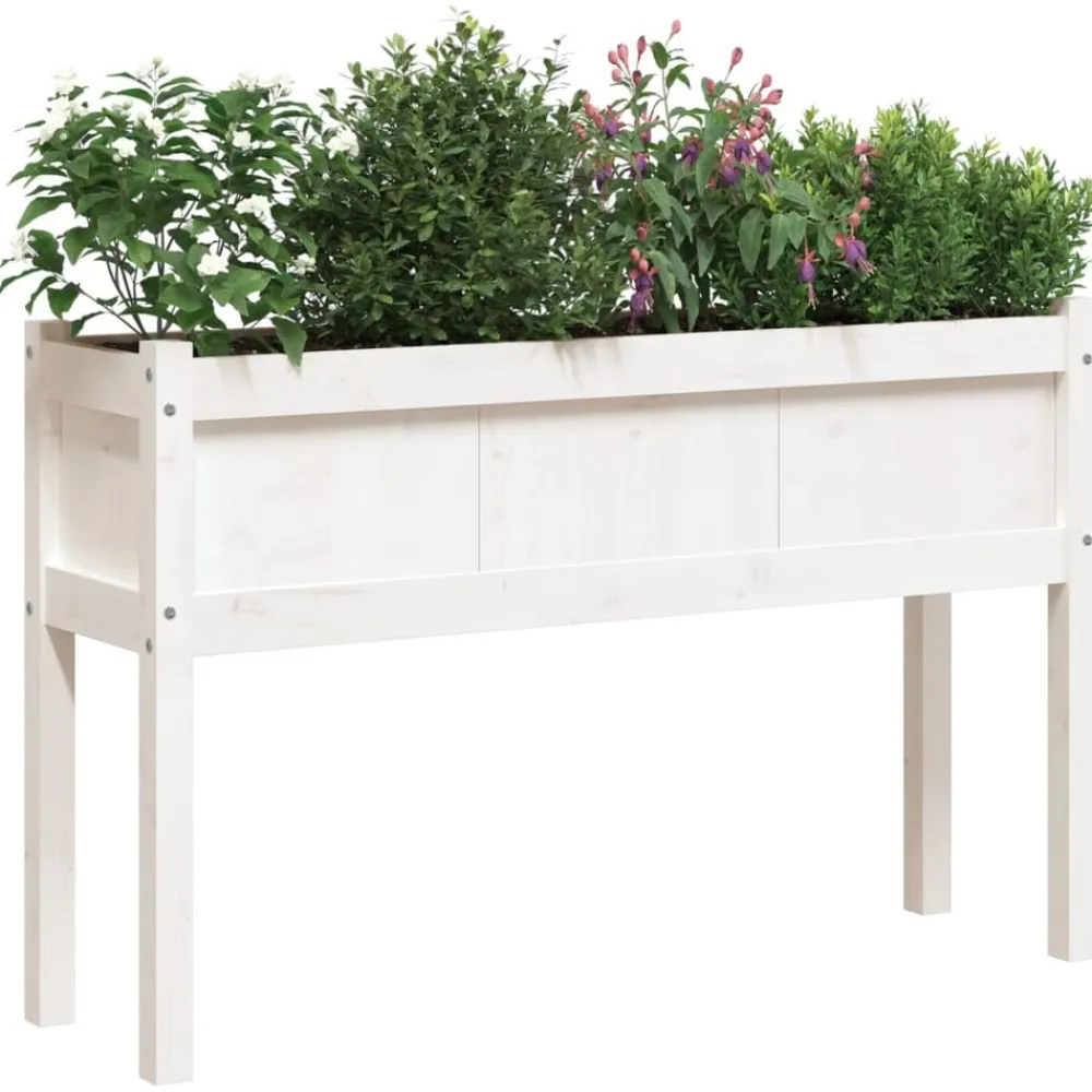Maison Exclusive - Jardinières avec pieds blanc 110x31x70 cm bois de pin massif Sale