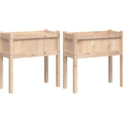 Maison Exclusive Pots, Jardinières Et Carrés Potagers | - Jardinières 2 pcs avec pieds bois de pin massif