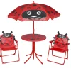 Maison Exclusive Mobilier Pour Enfants | - Jeu de bistro avec parasol pour enfants 3 pcs rouge