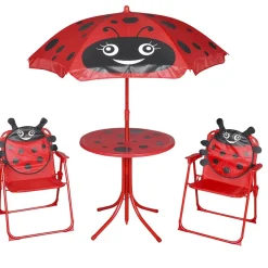 Maison Exclusive Mobilier Pour Enfants | - Jeu de bistro avec parasol pour enfants 3 pcs rouge