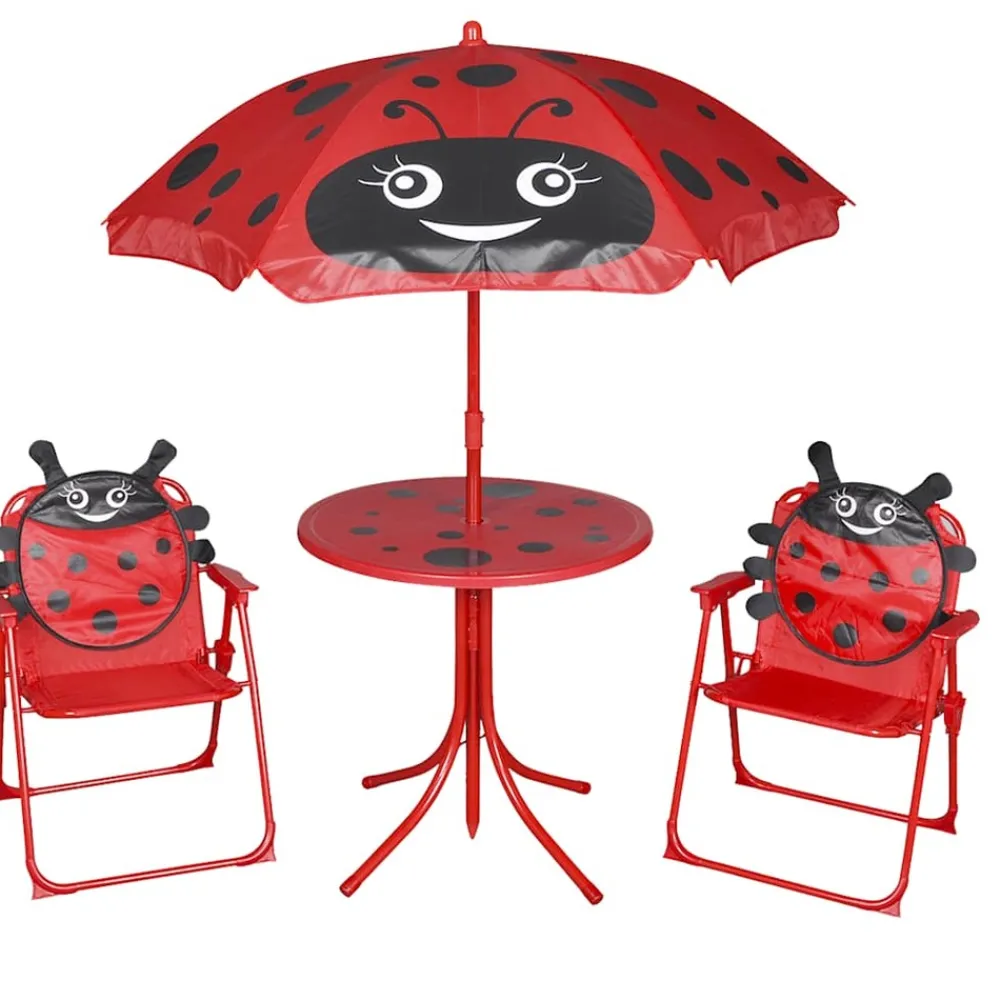 Maison Exclusive Mobilier Pour Enfants | - Jeu de bistro avec parasol pour enfants 3 pcs rouge