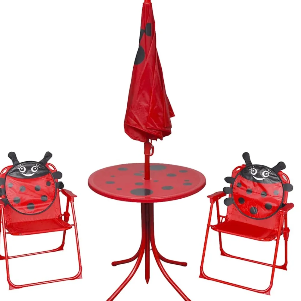 Maison Exclusive Mobilier Pour Enfants | - Jeu de bistro avec parasol pour enfants 3 pcs rouge