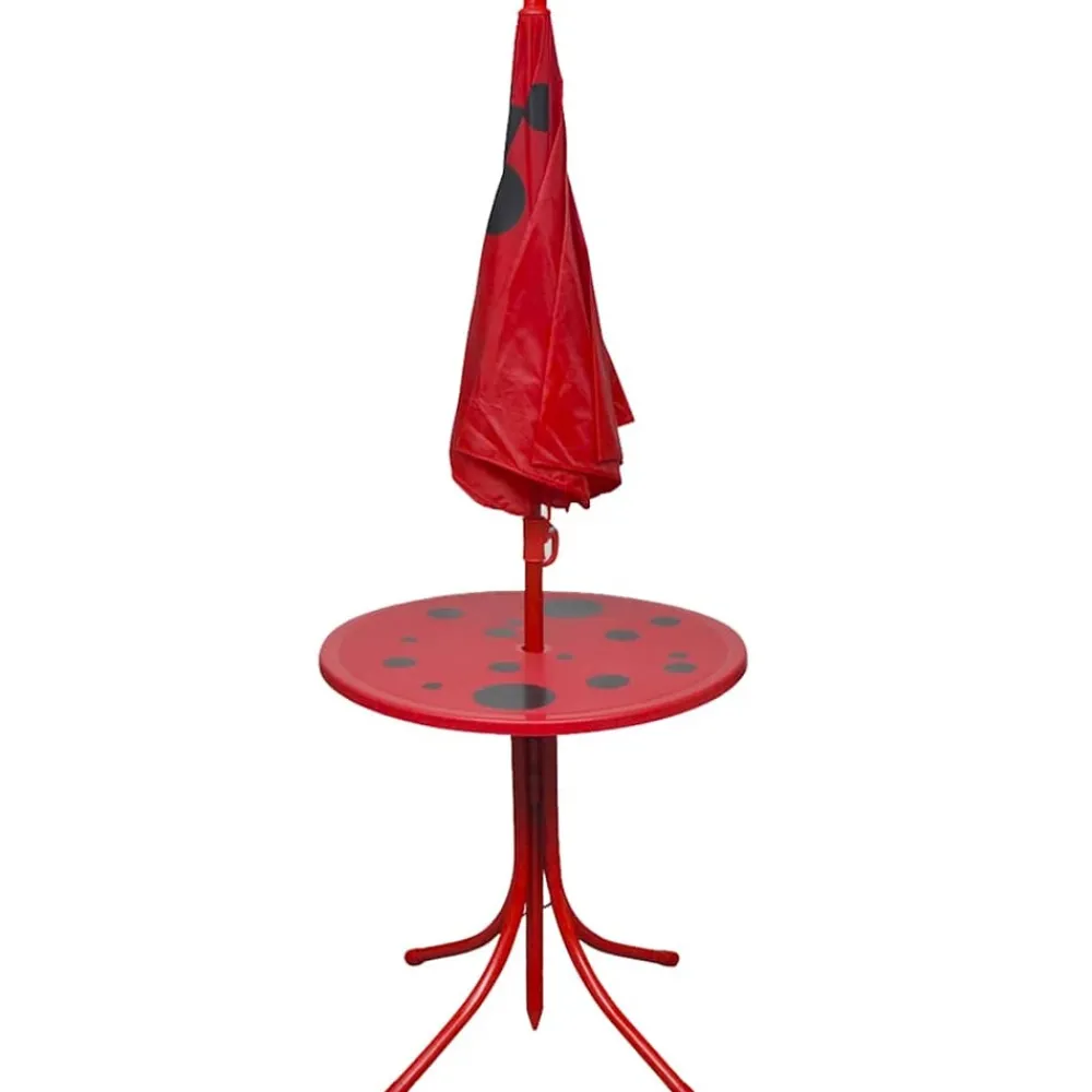 Maison Exclusive Mobilier Pour Enfants | - Jeu de bistro avec parasol pour enfants 3 pcs rouge