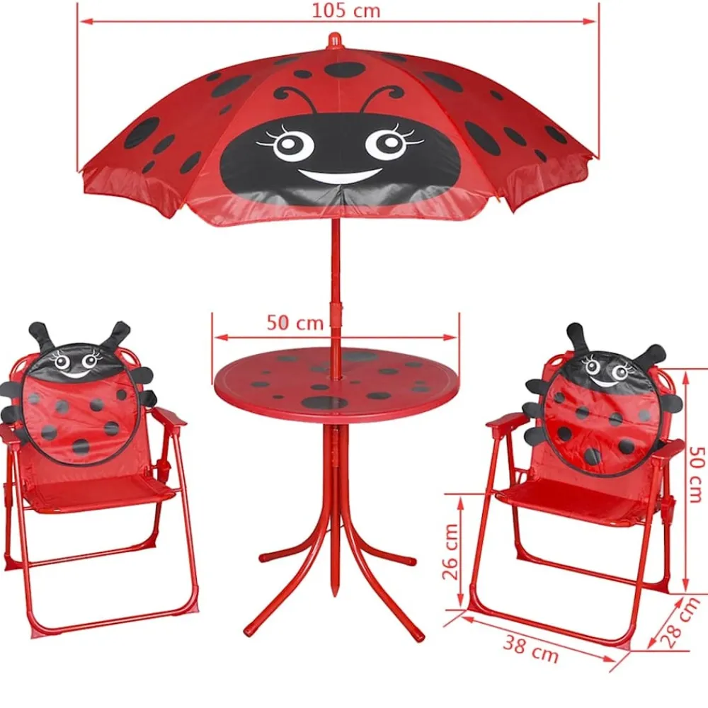 Maison Exclusive Mobilier Pour Enfants | - Jeu de bistro avec parasol pour enfants 3 pcs rouge