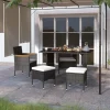 Maison Exclusive Tables Et Chaises De Jardin | - Jeu de chaise et tabouret de jardin 4 pcs résine tressée noir