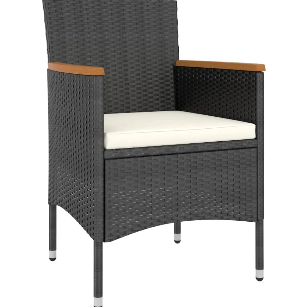 Maison Exclusive Tables Et Chaises De Jardin | - Jeu de chaise et tabouret de jardin 4 pcs résine tressée noir