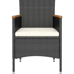 Maison Exclusive Tables Et Chaises De Jardin | - Jeu de chaise et tabouret de jardin 4 pcs résine tressée noir