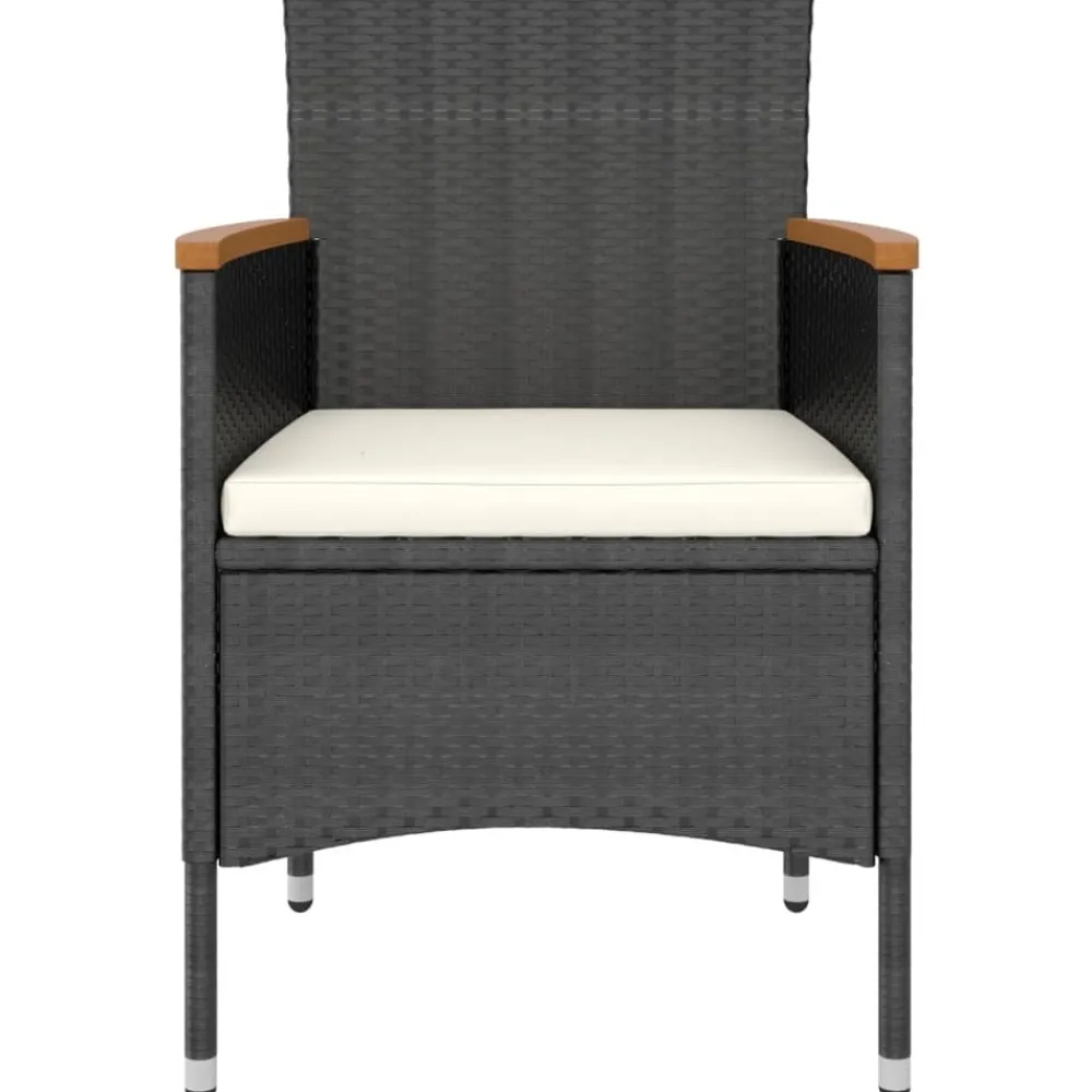 Maison Exclusive Tables Et Chaises De Jardin | - Jeu de chaise et tabouret de jardin 4 pcs résine tressée noir