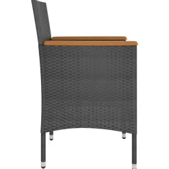 Maison Exclusive Tables Et Chaises De Jardin | - Jeu de chaise et tabouret de jardin 4 pcs résine tressée noir