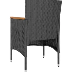 Maison Exclusive Tables Et Chaises De Jardin | - Jeu de chaise et tabouret de jardin 4 pcs résine tressée noir