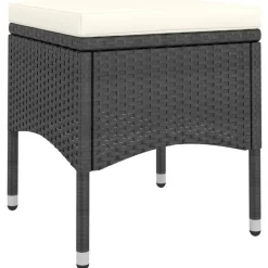 Maison Exclusive Tables Et Chaises De Jardin | - Jeu de chaise et tabouret de jardin 4 pcs résine tressée noir