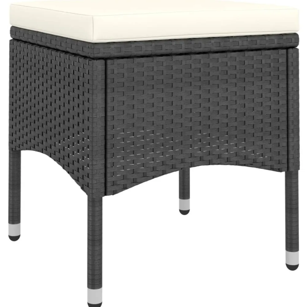 Maison Exclusive Tables Et Chaises De Jardin | - Jeu de chaise et tabouret de jardin 4 pcs résine tressée noir