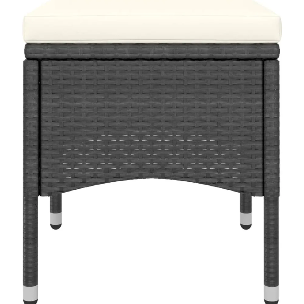 Maison Exclusive Tables Et Chaises De Jardin | - Jeu de chaise et tabouret de jardin 4 pcs résine tressée noir