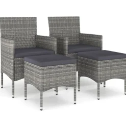 Maison Exclusive - Jeu de chaise et tabouret de jardin 4 pcs résine tressée gris Outlet