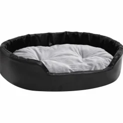 Maison Exclusive Niches, Paniers Et Transports | - Lit chiens noir et gris 90x79x20 cm peluche et similicuir