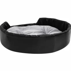 Maison Exclusive Niches, Paniers Et Transports | - Lit chiens noir et gris 90x79x20 cm peluche et similicuir