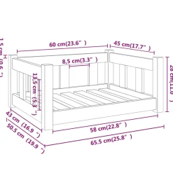 Maison Exclusive Niches, Paniers Et Transports | - Lit pour chien 65,5x50,5x28 cm bois de pin solide