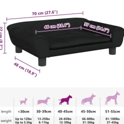 Maison Exclusive Niches, Paniers Et Transports | - Lit pour chien noir 70x48x22 cm velours