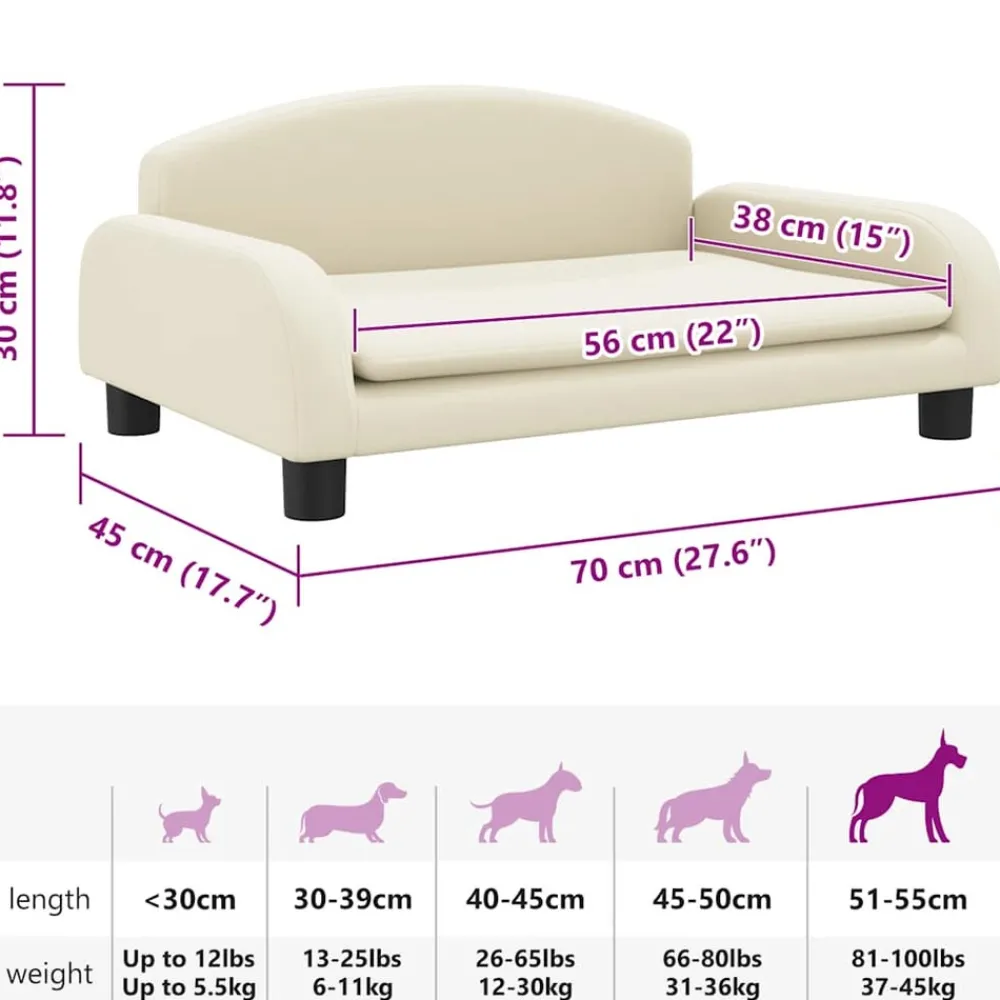 Maison Exclusive Niches, Paniers Et Transports | - Lit pour chien crème 70x45x30 cm similicuir