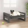 Maison Exclusive Niches, Paniers Et Transports | - Lit pour chien gris 65,5x50,5x28 cm bois de pin solide