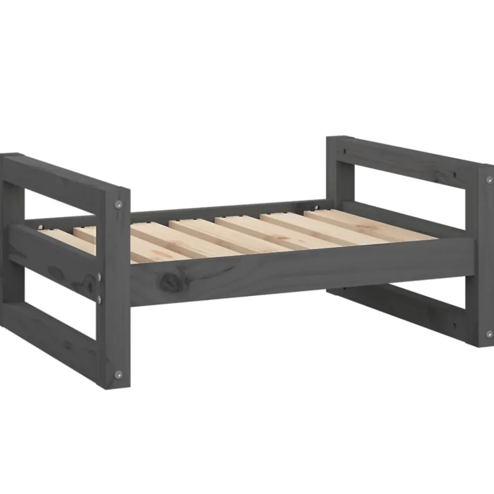 Maison Exclusive Niches, Paniers Et Transports | - Lit pour chien gris 65,5x50,5x28 cm bois de pin solide