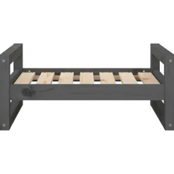 Maison Exclusive Niches, Paniers Et Transports | - Lit pour chien gris 65,5x50,5x28 cm bois de pin solide