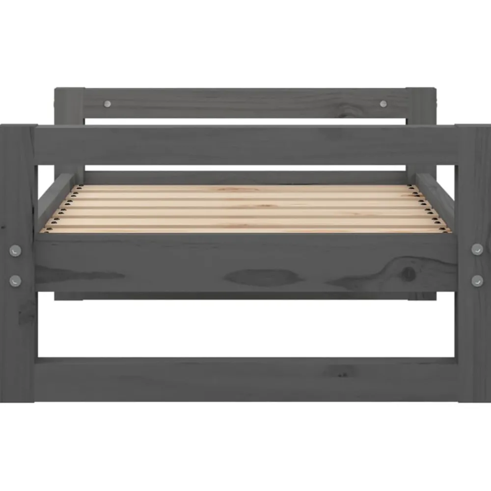 Maison Exclusive Niches, Paniers Et Transports | - Lit pour chien gris 65,5x50,5x28 cm bois de pin solide