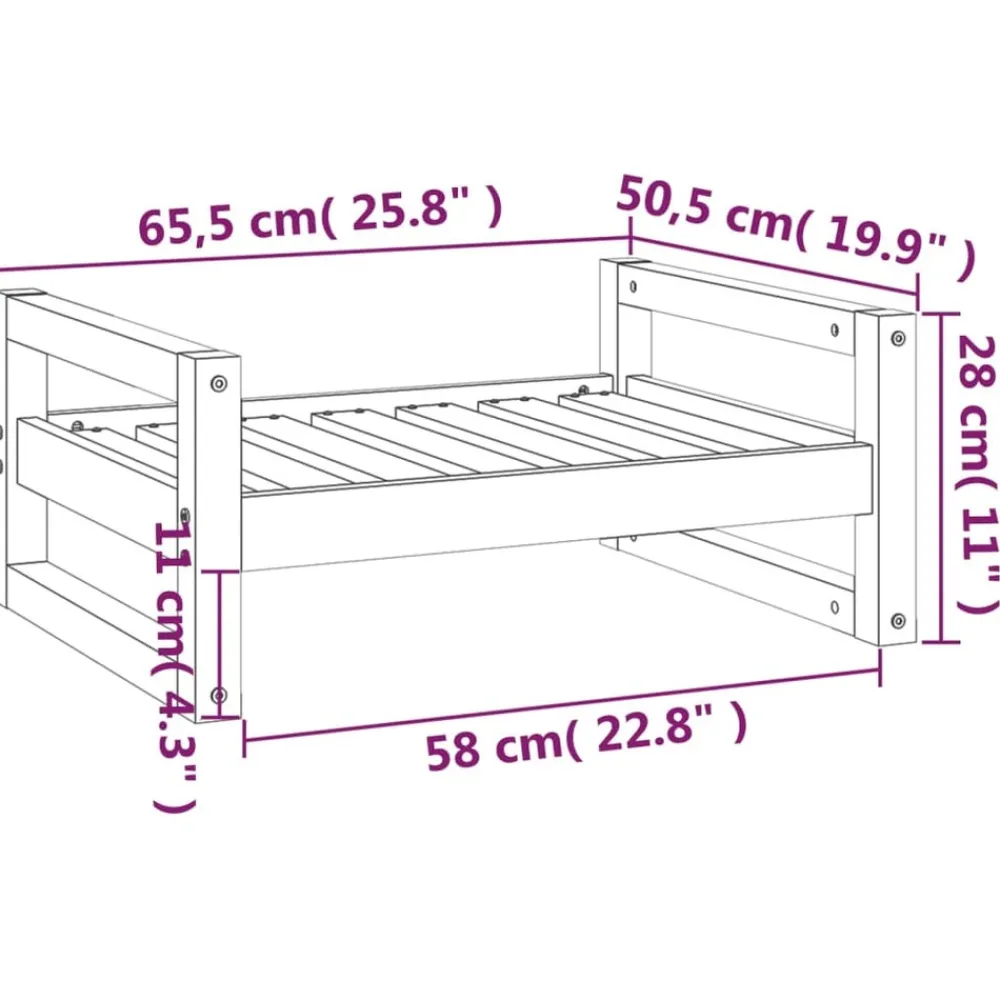 Maison Exclusive Niches, Paniers Et Transports | - Lit pour chien gris 65,5x50,5x28 cm bois de pin solide