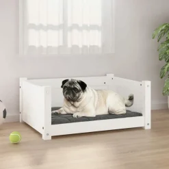 Maison Exclusive Niches, Paniers Et Transports | - Lit pour chien blanc 65,5x50,5x28 cm bois de pin solide