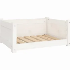 Maison Exclusive Niches, Paniers Et Transports | - Lit pour chien blanc 65,5x50,5x28 cm bois de pin solide