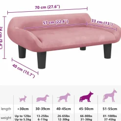 Maison Exclusive Niches, Paniers Et Transports | - Lit pour chien rose 70x40x24 cm velours