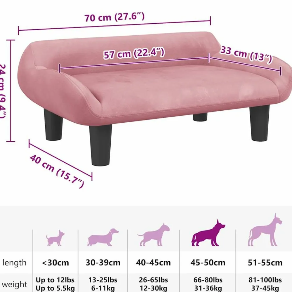 Maison Exclusive Niches, Paniers Et Transports | - Lit pour chien rose 70x40x24 cm velours
