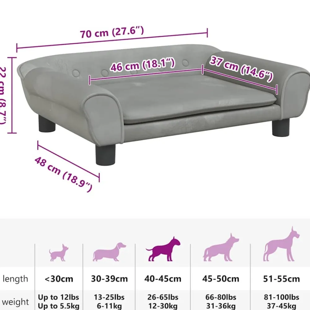 Maison Exclusive - Lit pour chien gris clair 70x48x22 cm velours Best