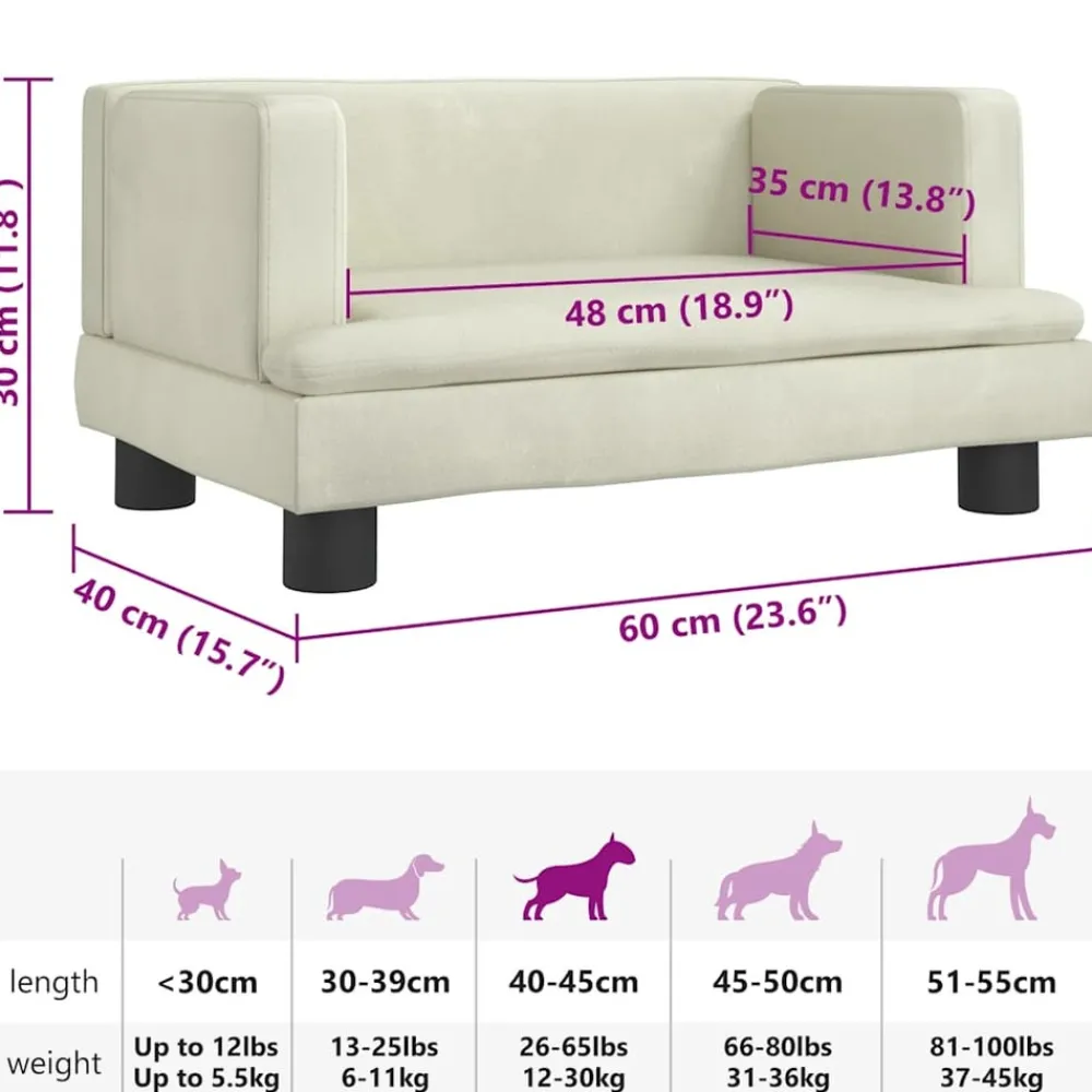 Maison Exclusive - Lit pour chien crème 60x40x30 cm velours Best