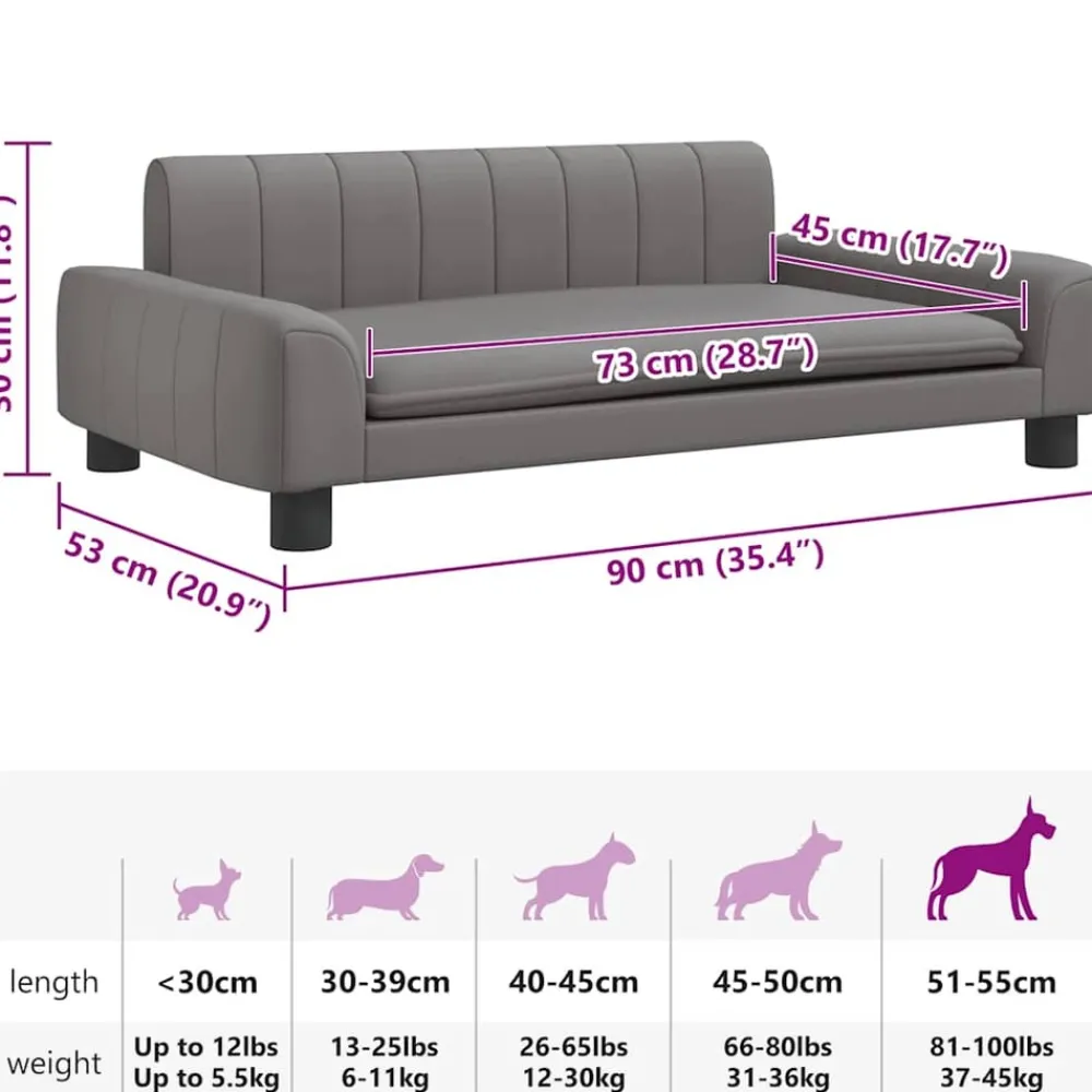 Maison Exclusive Niches, Paniers Et Transports | - Lit pour chien gris 90x53x30 cm similicuir