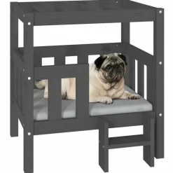 Maison Exclusive - Lit pour chien gris 65,5x50,5x70 cm bois de pin solide Sale