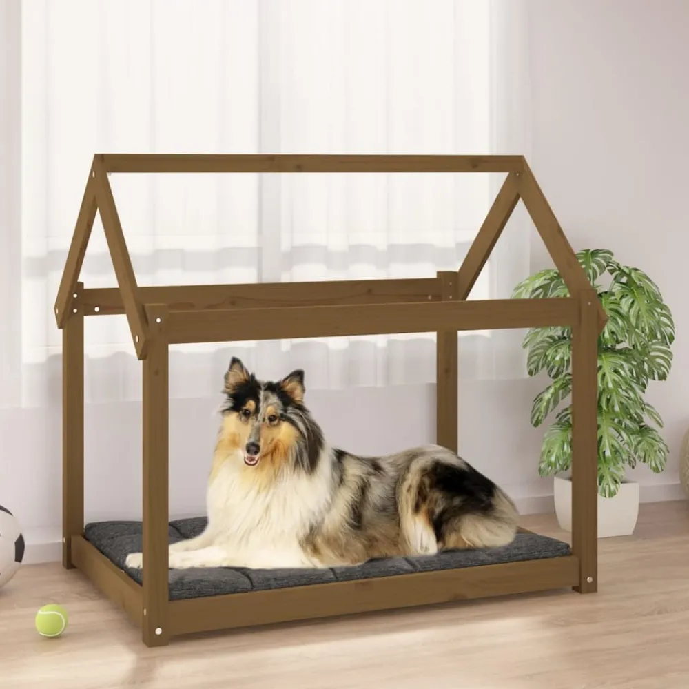 Maison Exclusive Niches, Paniers Et Transports | - Lit pour chien marron miel 101x70x90 cm bois de pin solide