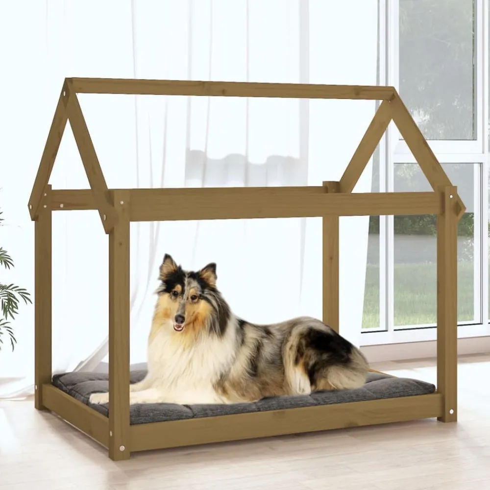 Maison Exclusive Niches, Paniers Et Transports | - Lit pour chien marron miel 101x70x90 cm bois de pin solide