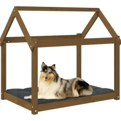 Maison Exclusive Niches, Paniers Et Transports | - Lit pour chien marron miel 101x70x90 cm bois de pin solide