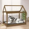 Maison Exclusive Niches, Paniers Et Transports | - Lit pour chien marron miel 111x80x100 cm bois de pin solide