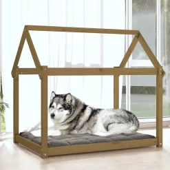 Maison Exclusive Niches, Paniers Et Transports | - Lit pour chien marron miel 111x80x100 cm bois de pin solide