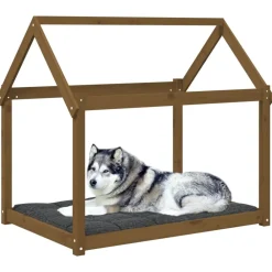 Maison Exclusive Niches, Paniers Et Transports | - Lit pour chien marron miel 111x80x100 cm bois de pin solide