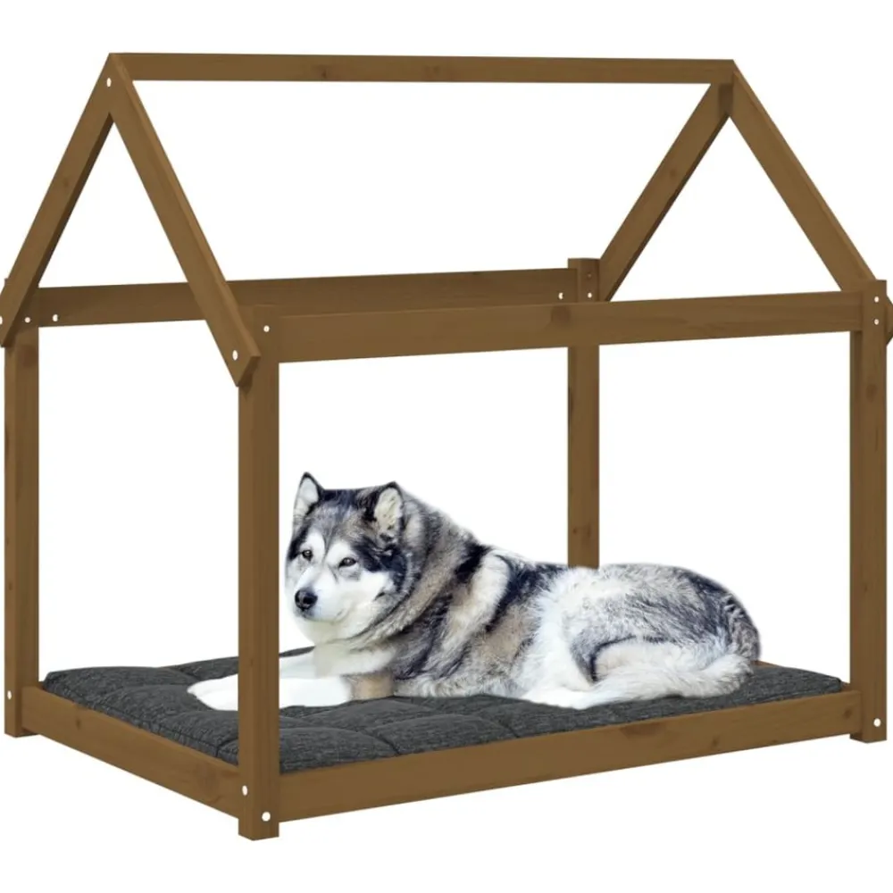 Maison Exclusive Niches, Paniers Et Transports | - Lit pour chien marron miel 111x80x100 cm bois de pin solide