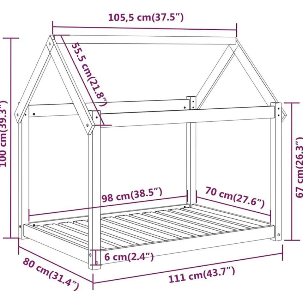 Maison Exclusive Niches, Paniers Et Transports | - Lit pour chien marron miel 111x80x100 cm bois de pin solide