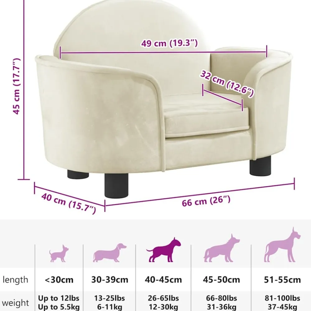 Maison Exclusive Niches, Paniers Et Transports | - Lit pour chien crème 66x40x45 cm velours