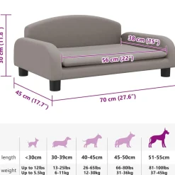 Maison Exclusive - Lit pour chien taupe 70x45x30 cm tissu Clearance