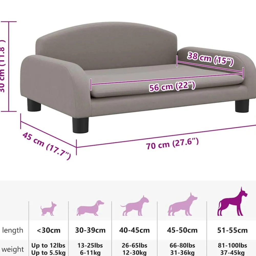 Maison Exclusive - Lit pour chien taupe 70x45x30 cm tissu Clearance