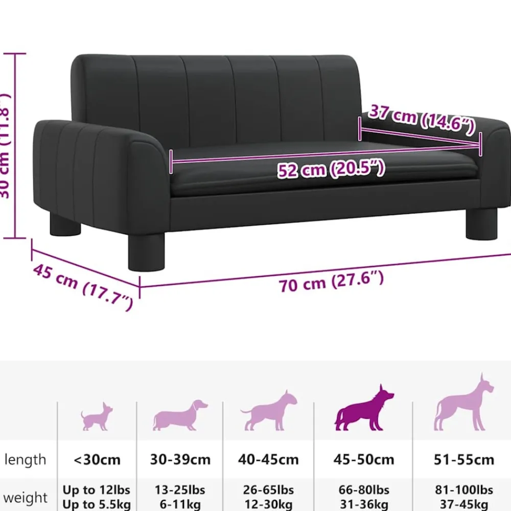 Maison Exclusive - Lit pour chien noir 70x45x30 cm similicuir Hot